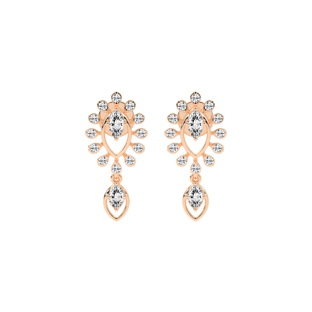 Regal Bloom Pav Drop Earrings