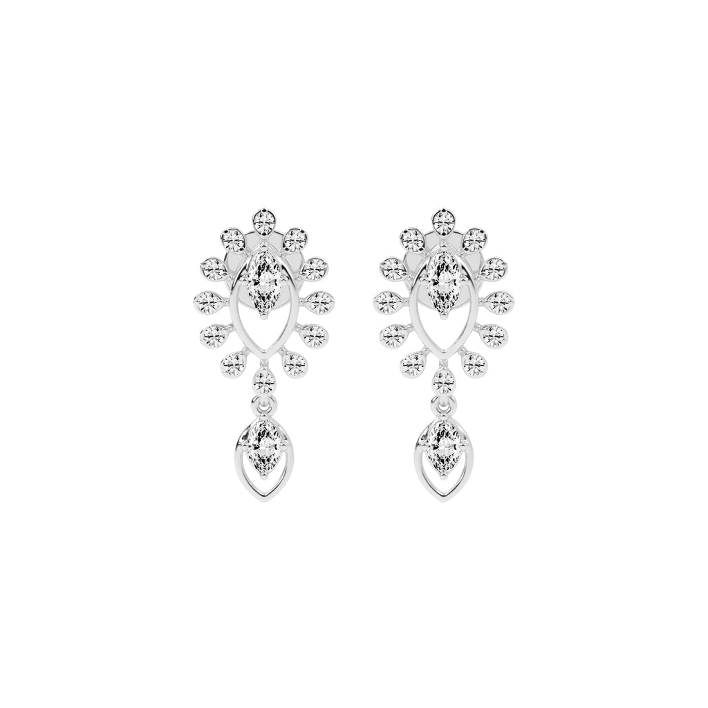 Regal Bloom Pav Drop Earrings