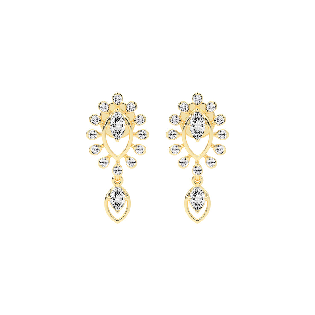 Regal Bloom Pav Drop Earrings