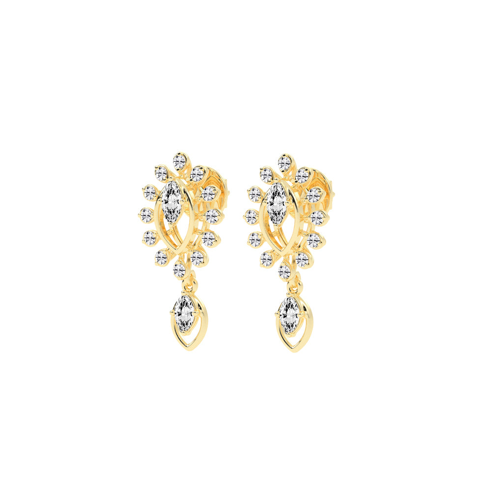 Regal Bloom Pav Drop Earrings