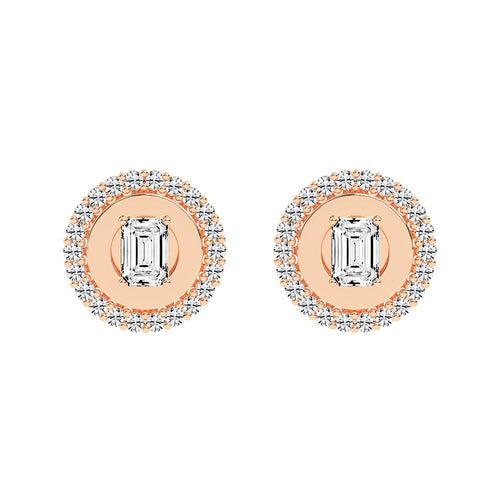 Halo Emerald-Cut Stud Earrings