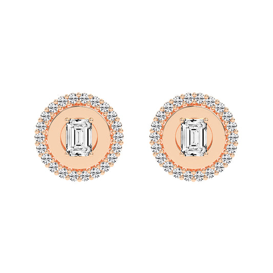 Halo Emerald-Cut Stud Earrings