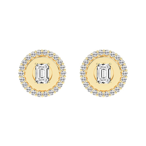 Halo Emerald-Cut Stud Earrings