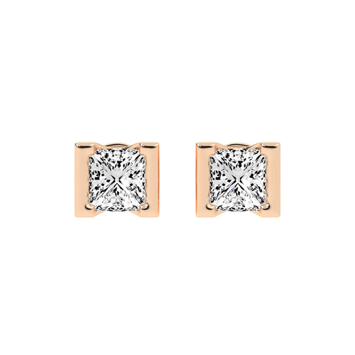 Modern Princess Cut Stud Earrings