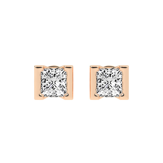Modern Princess Cut Stud Earrings