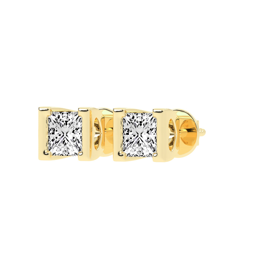 Modern Princess Cut Stud Earrings