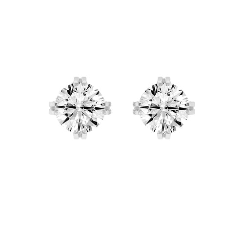 Modern Square-Set Round Stud Earrings