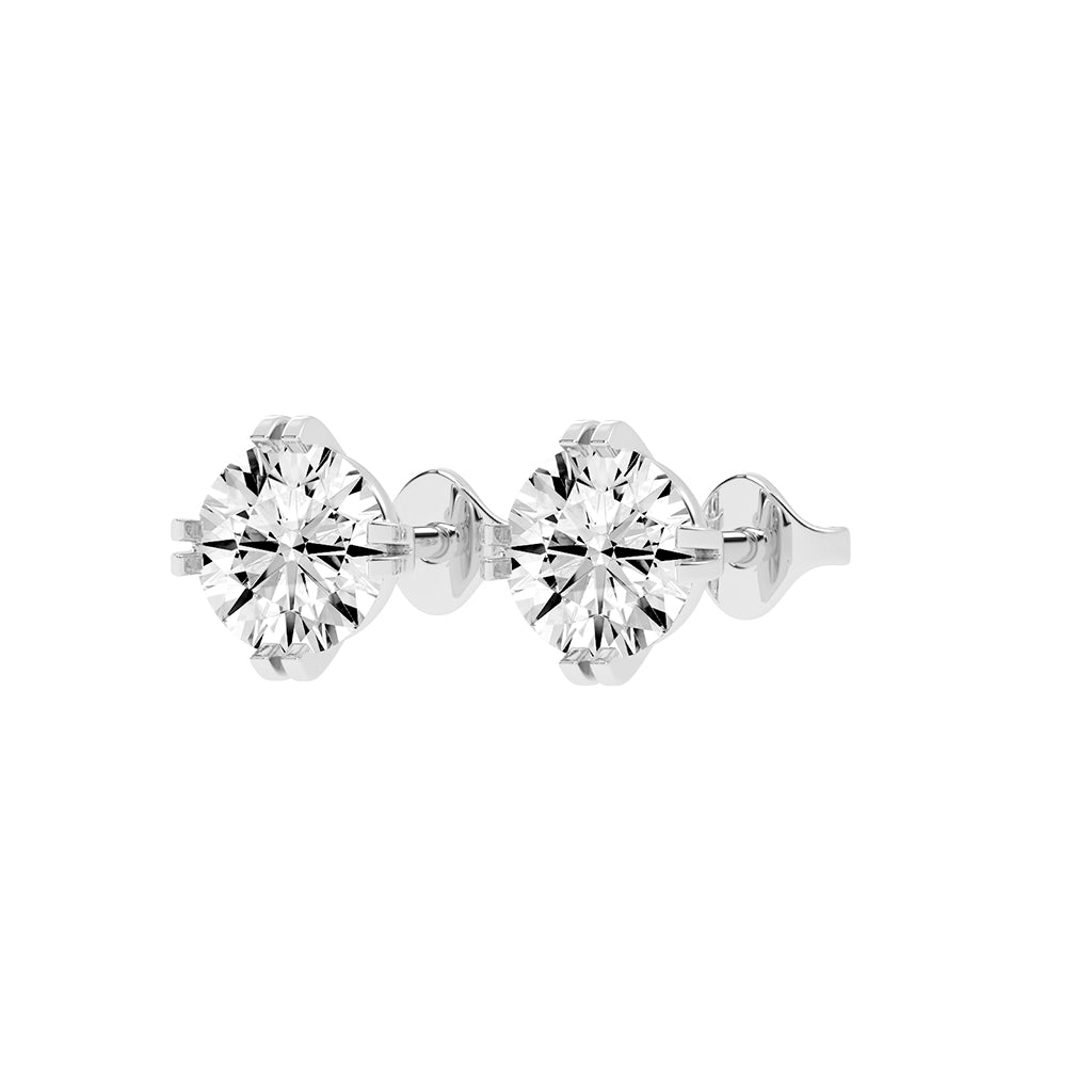Modern Square-Set Round Stud Earrings