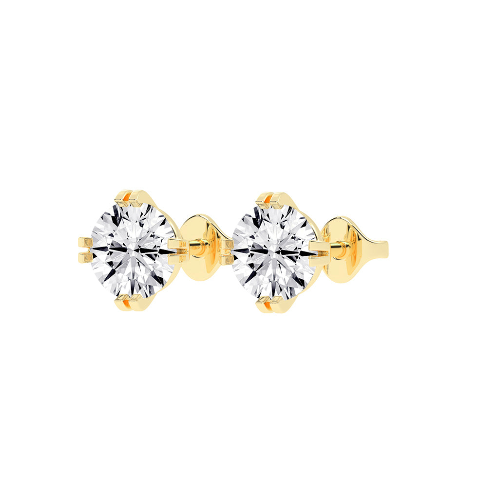 Modern Square-Set Round Stud Earrings