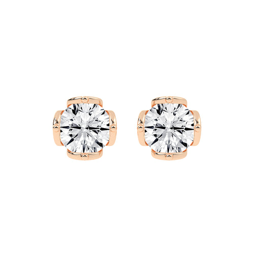 Modern XProng Solitaire Stud Earrings
