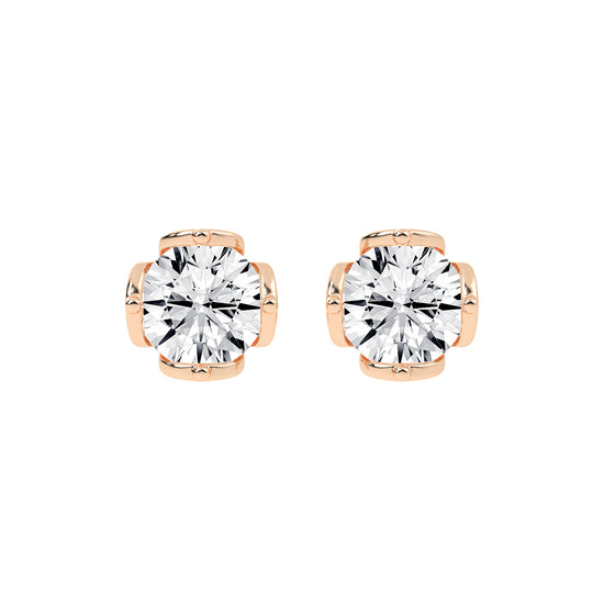 Modern XProng Solitaire Stud Earrings