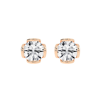 Modern XProng Solitaire Stud Earrings