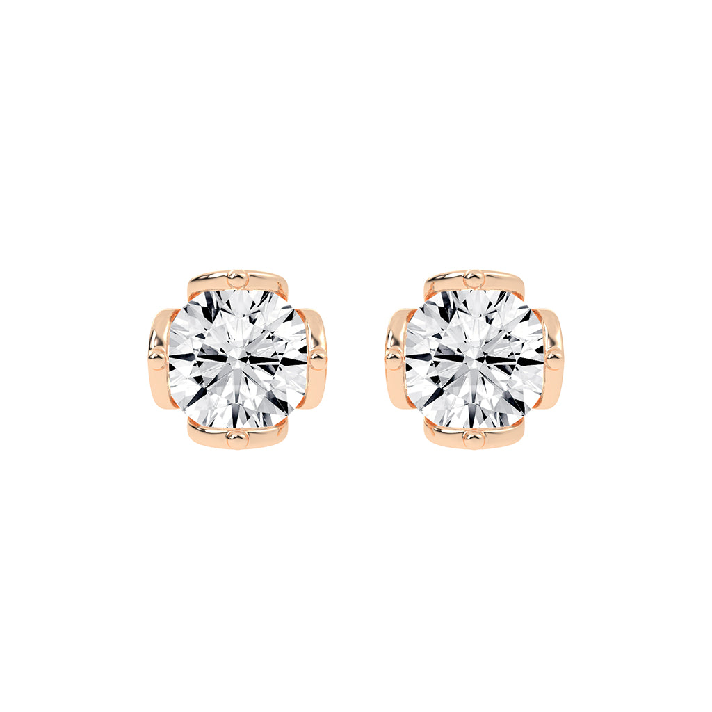 Modern XProng Solitaire Stud Earrings