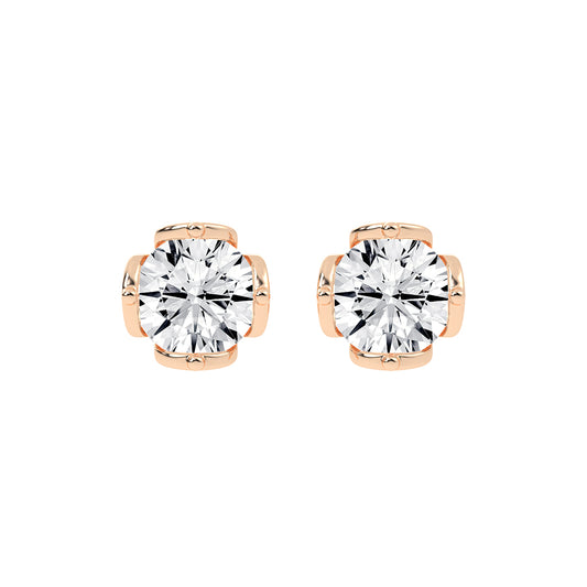 Modern XProng Solitaire Stud Earrings
