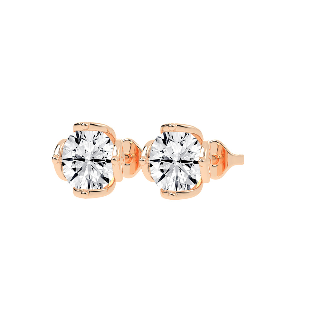Modern XProng Solitaire Stud Earrings