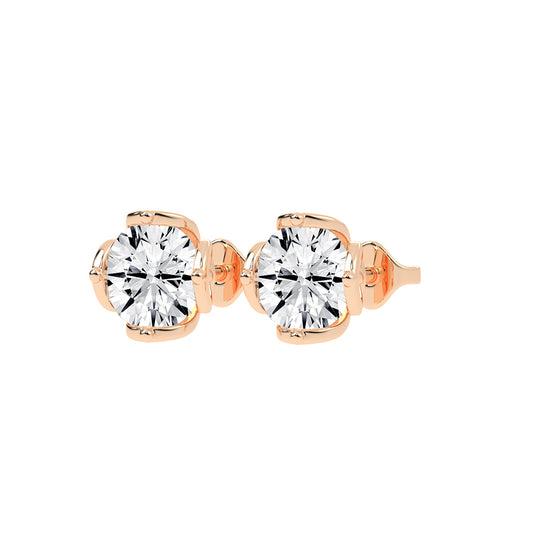 Modern XProng Solitaire Stud Earrings