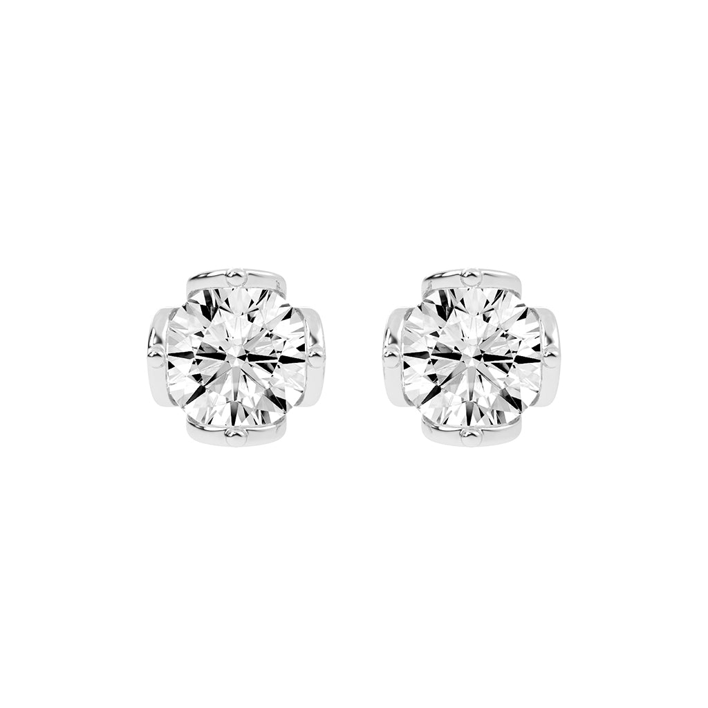 Modern XProng Solitaire Stud Earrings