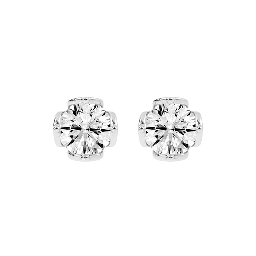 Modern XProng Solitaire Stud Earrings