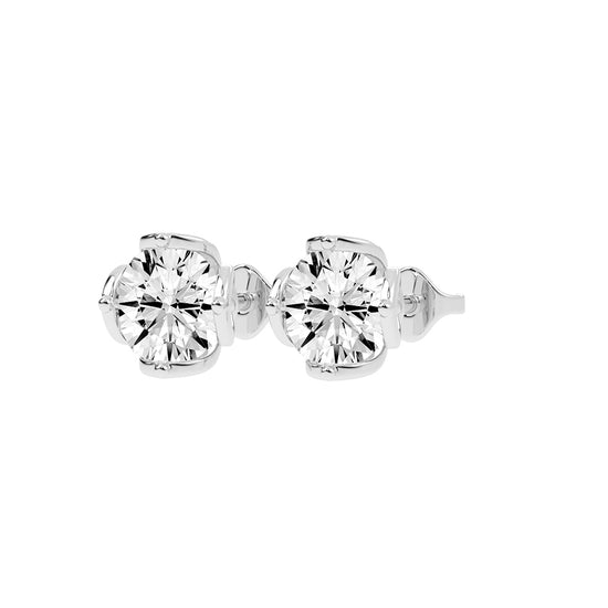 Modern XProng Solitaire Stud Earrings