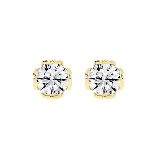 Modern XProng Solitaire Stud Earrings