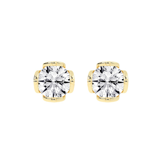 Modern XProng Solitaire Stud Earrings