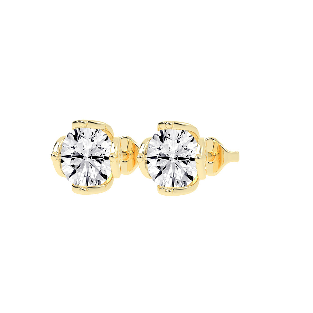 Modern XProng Solitaire Stud Earrings