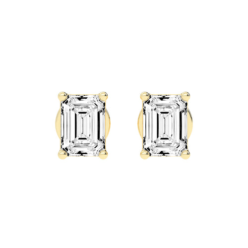 Elegant Emerald-Cut Solitaire Stud Earrings