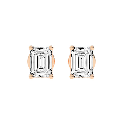Elegant Emerald-Cut Solitaire Stud Earrings