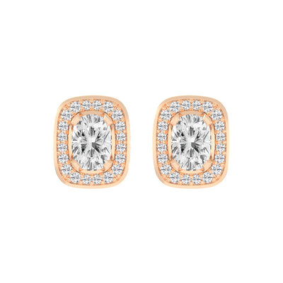 Double Halo Cushion-Cut Stud Earrings