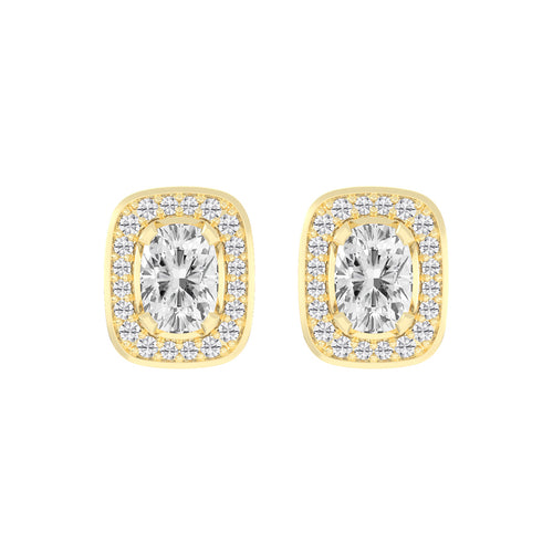 Double Halo Cushion-Cut Stud Earrings