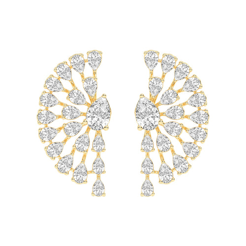 Radiant Fan Cluster Pear Diamond Studs
