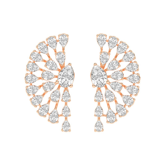 Radiant Fan Cluster Pear Diamond Studs