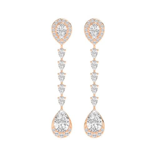 Cascading Pear Drop Diamond Statement Earrings