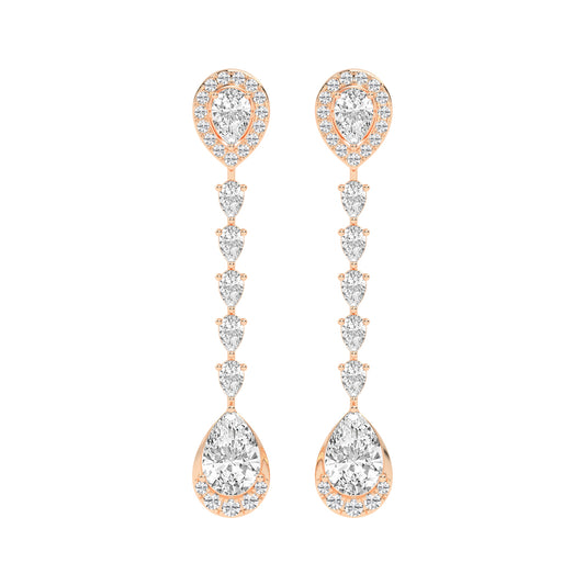 Cascading Pear Drop Diamond Statement Earrings
