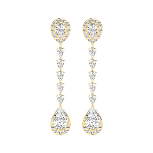 Cascading Pear Drop Diamond Statement Earrings