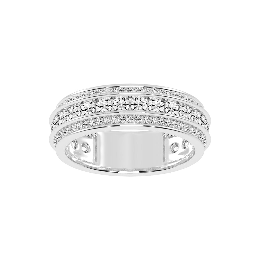 Luxury MultiRow Diamond Eternity Band  Elegant Rose Gold Milgrain Accent Statement Ring