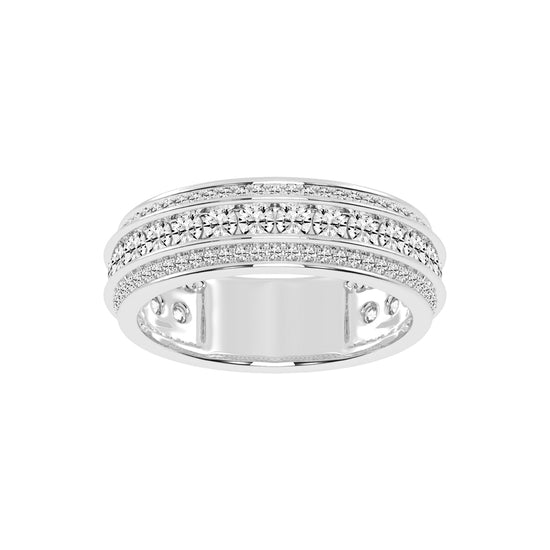 Luxury MultiRow Diamond Eternity Band  Elegant Rose Gold Milgrain Accent Statement Ring