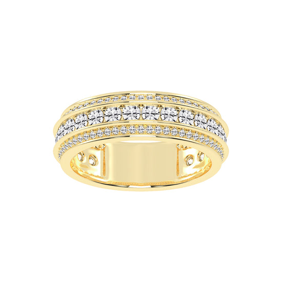 Luxury MultiRow Diamond Eternity Band  Elegant Rose Gold Milgrain Accent Statement Ring