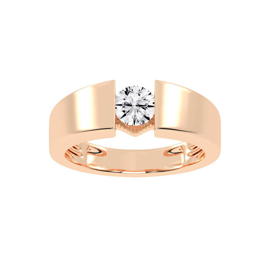 Luxury Floating Solitaire Diamond Mens Ring  Contemporary Platinum Tension Style Statement Band