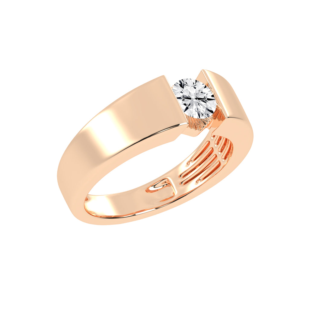 Luxury Floating Solitaire Diamond Mens Ring  Contemporary Platinum Tension Style Statement Band
