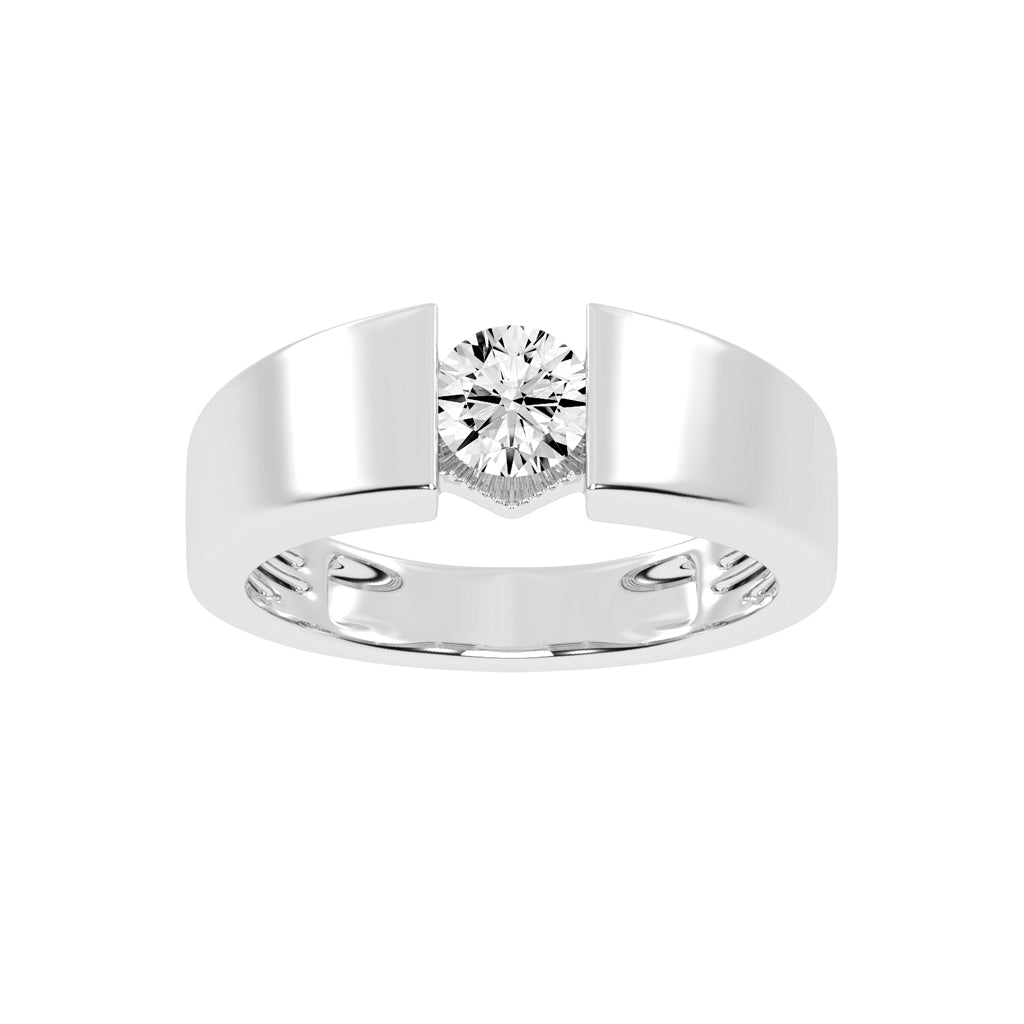Luxury Floating Solitaire Diamond Mens Ring  Contemporary Platinum Tension Style Statement Band