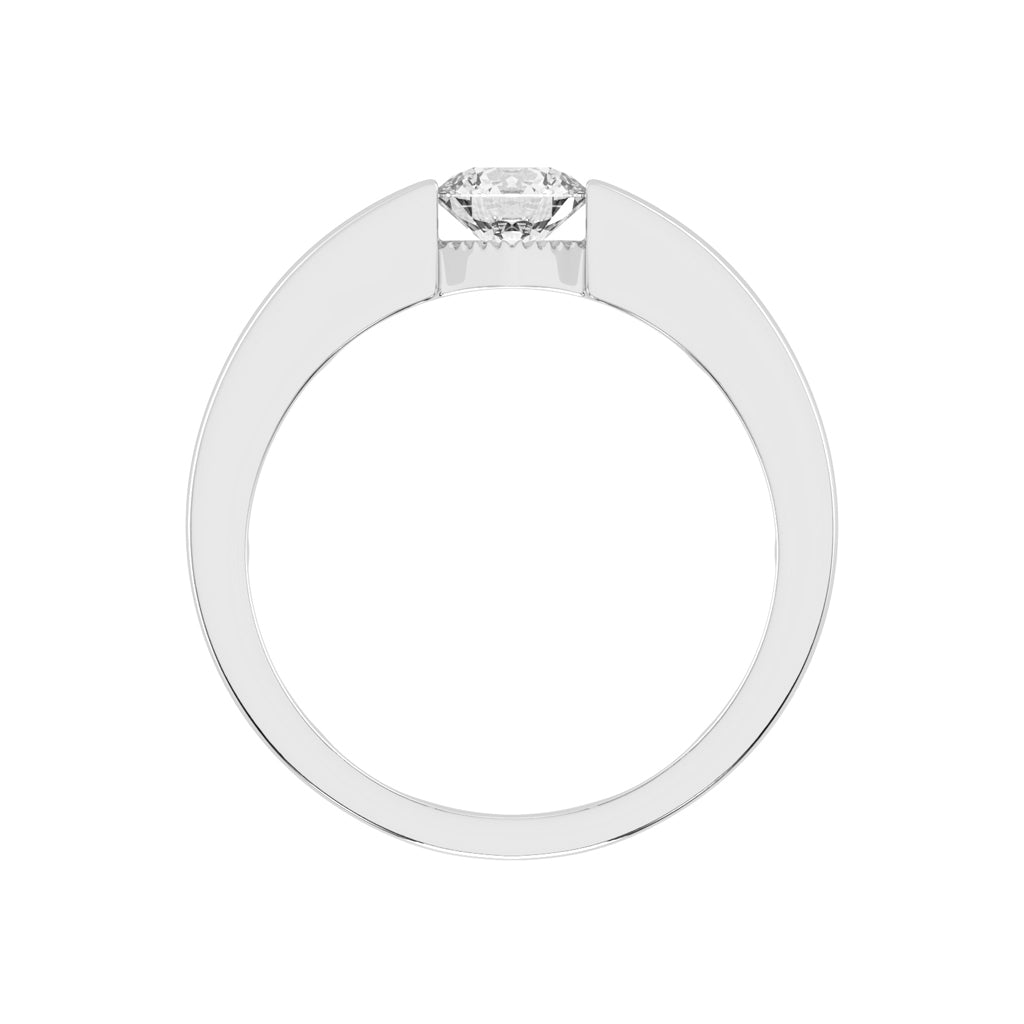 Luxury Floating Solitaire Diamond Mens Ring  Contemporary Platinum Tension Style Statement Band