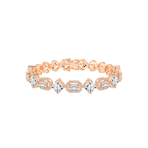 Fara 1325Ct Miracle Setting Emerald Cut Fancy Lab Diamond Bracelet
