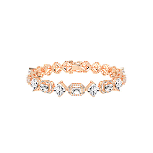 Fara 1325Ct Miracle Setting Emerald Cut Fancy Lab Diamond Bracelet
