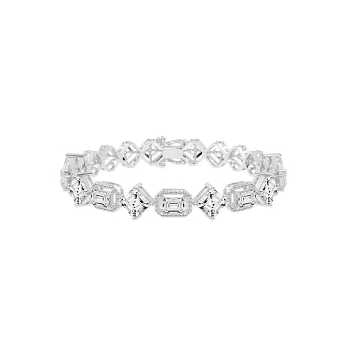 Fara 1325Ct Miracle Setting Emerald Cut Fancy Lab Diamond Bracelet