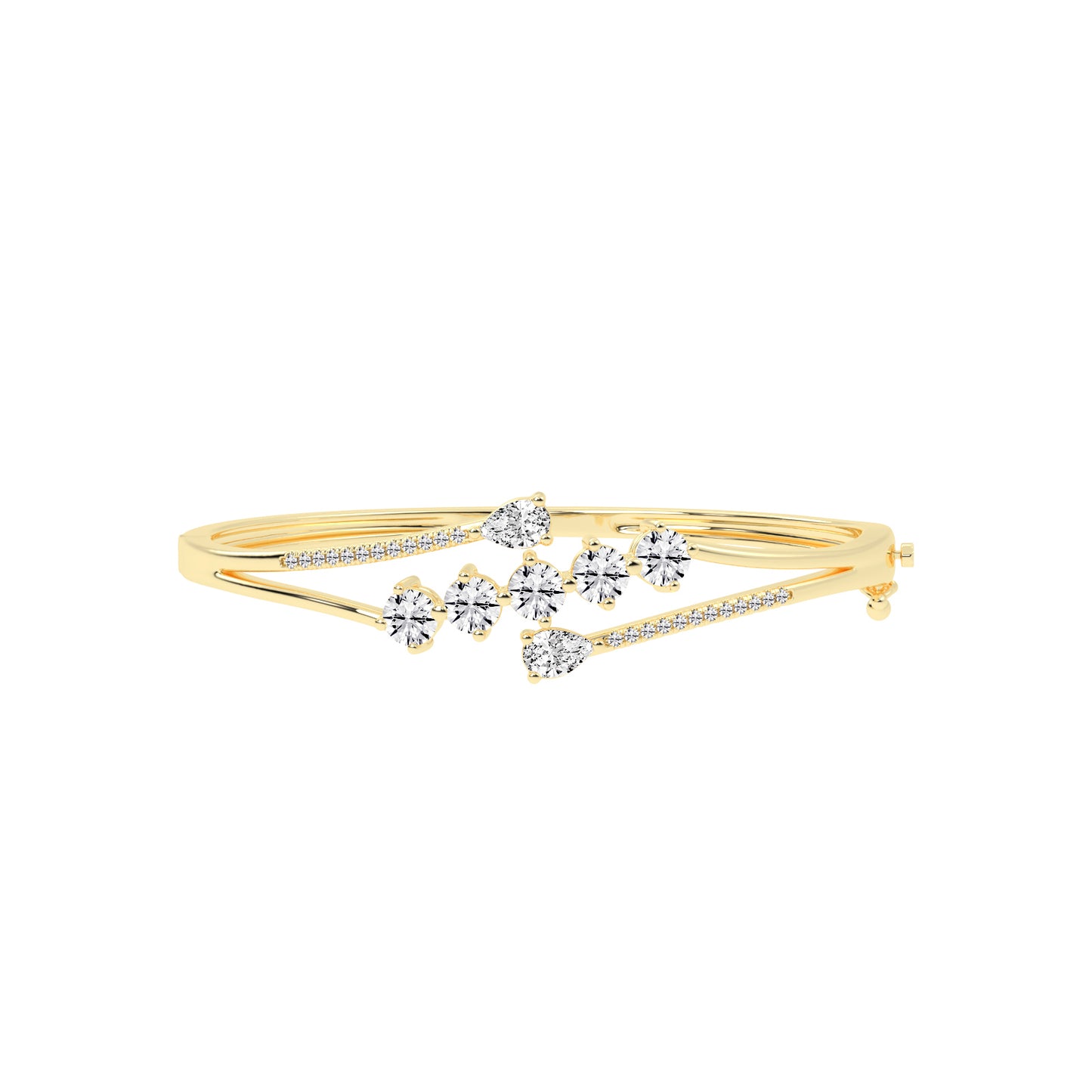Arelis 375Ct Bypass Pear Cut Kada Lab Diamond Bracelet