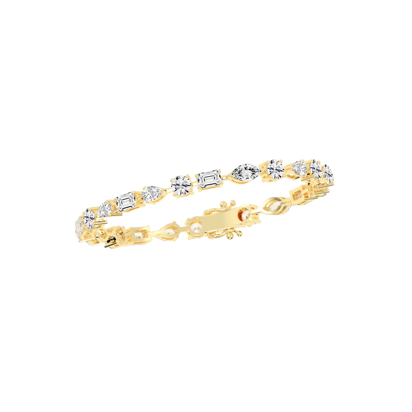 Atria 675Ct Miracle Setting Marquise Cut Fancy Lab Diamond Bracelet