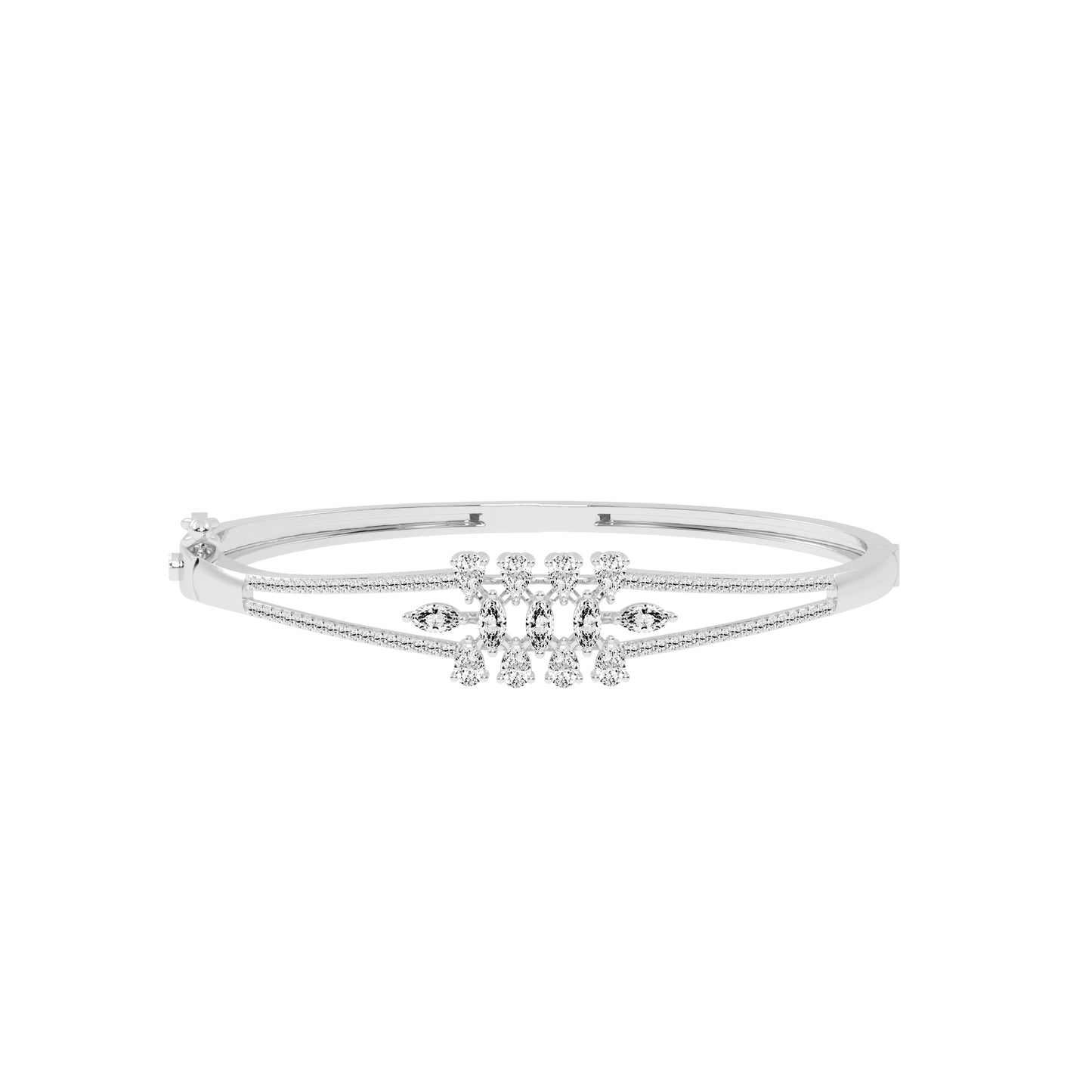 Melis 150Ct Split Shank Marquise Cut Kada Lab Diamond Bracelet