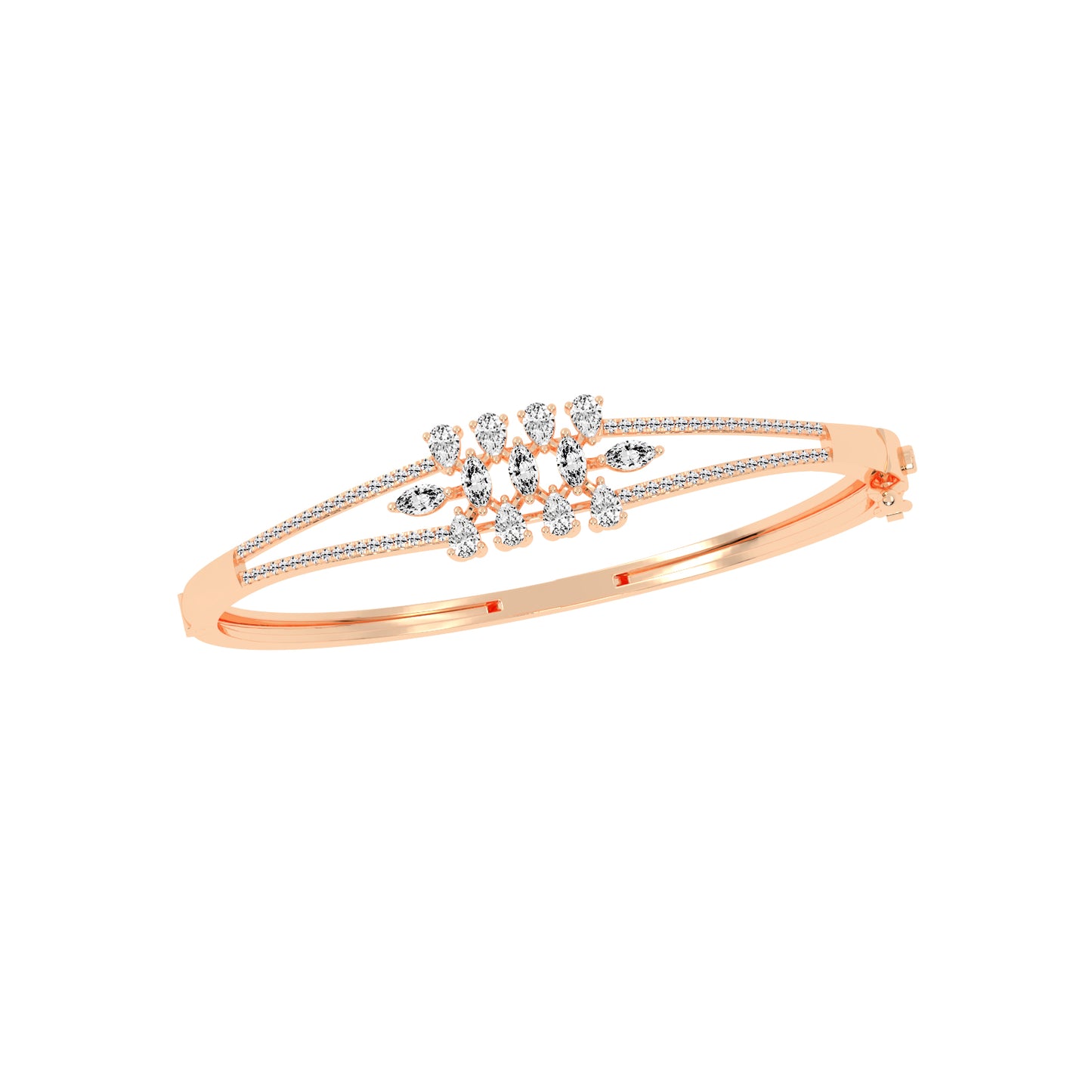 Melis 150Ct Split Shank Marquise Cut Kada Lab Diamond Bracelet