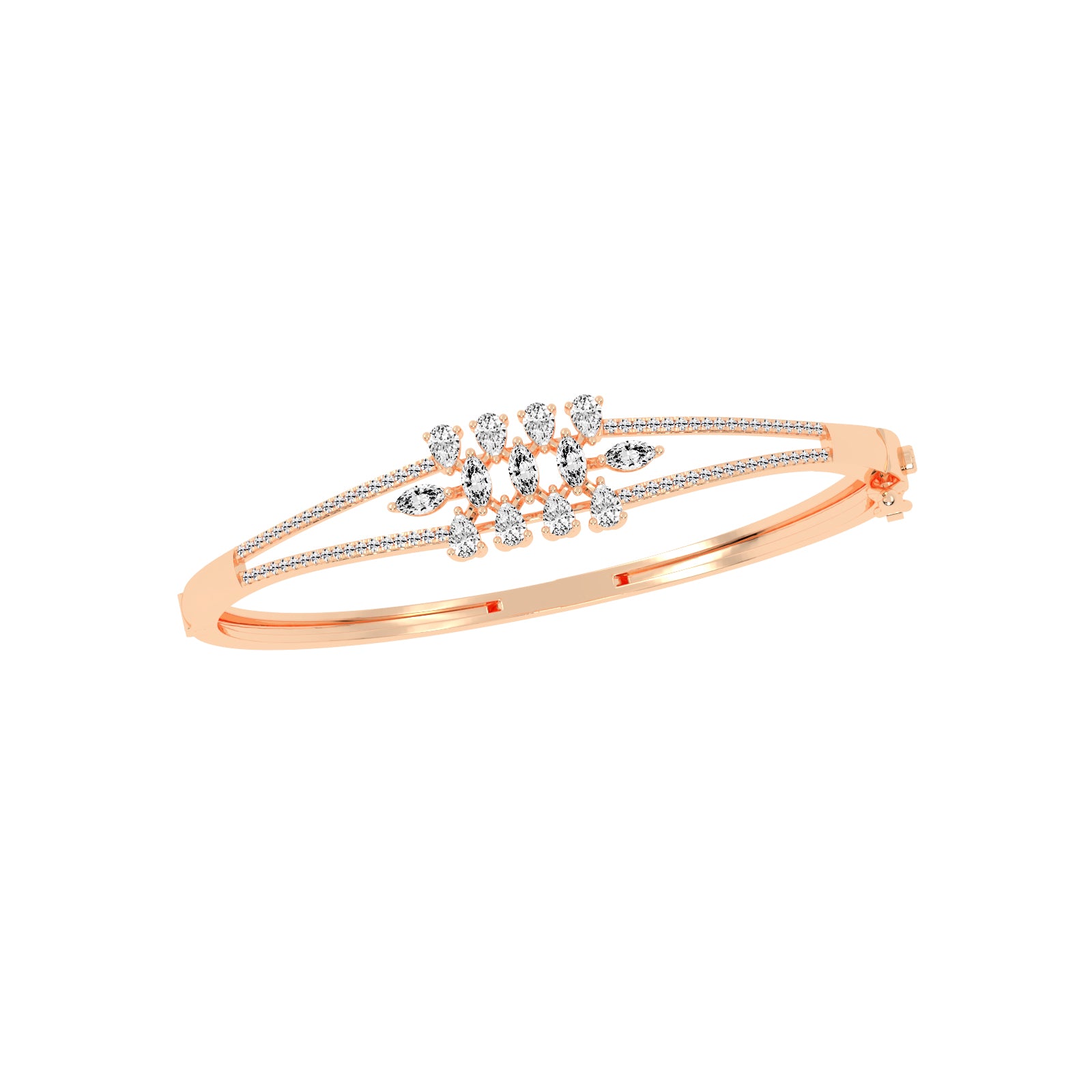 Melis 150Ct Split Shank Marquise Cut Kada Lab Diamond Bracelet
